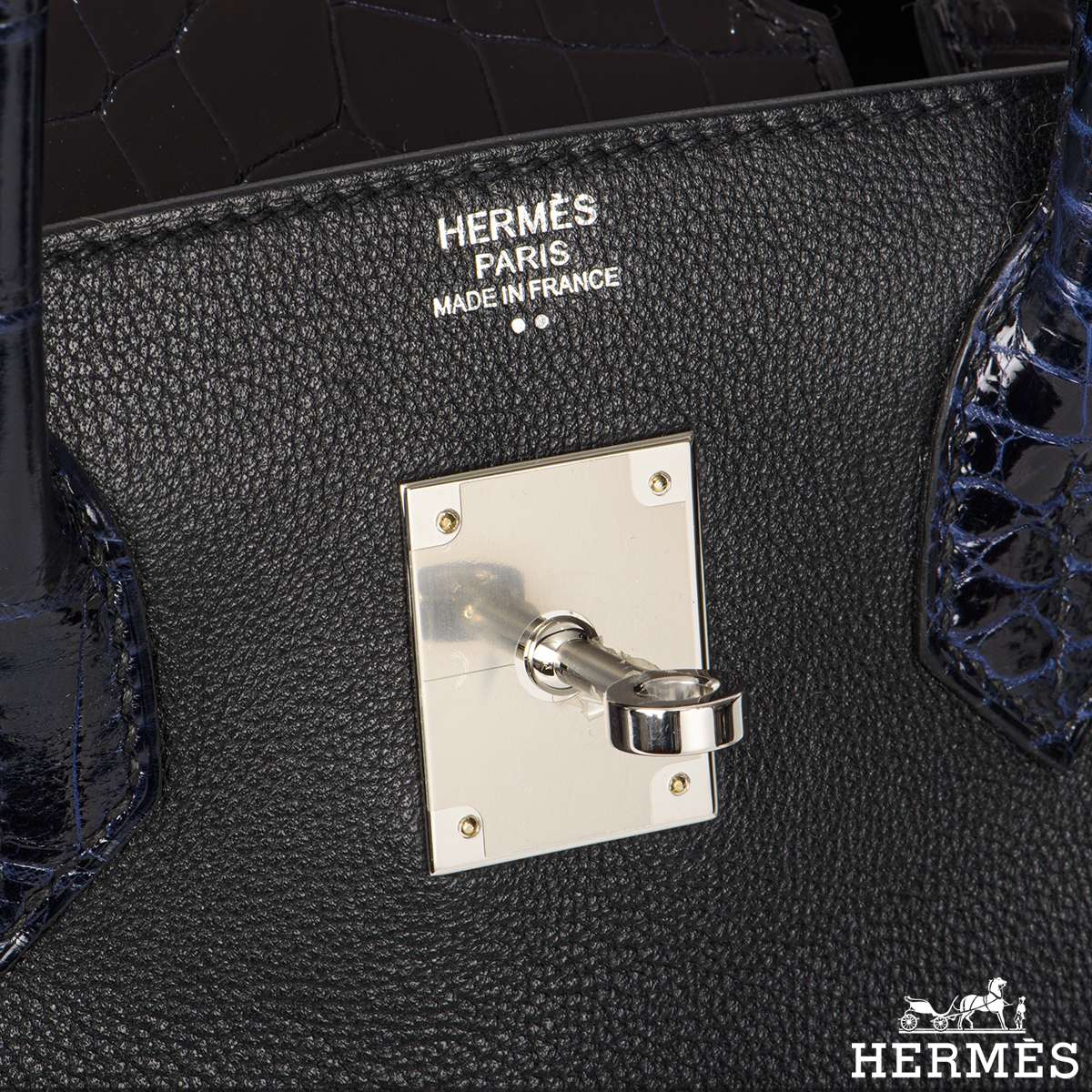 Hermes Handbag Birkin 30 Limited Touch Taurillon Novillo Noir / Nilo Blue  Marine For Sale at 1stDibs